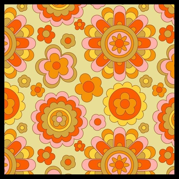 Retro Hippie Colorful Floral Pattern Full-Length Apron With Pockets
