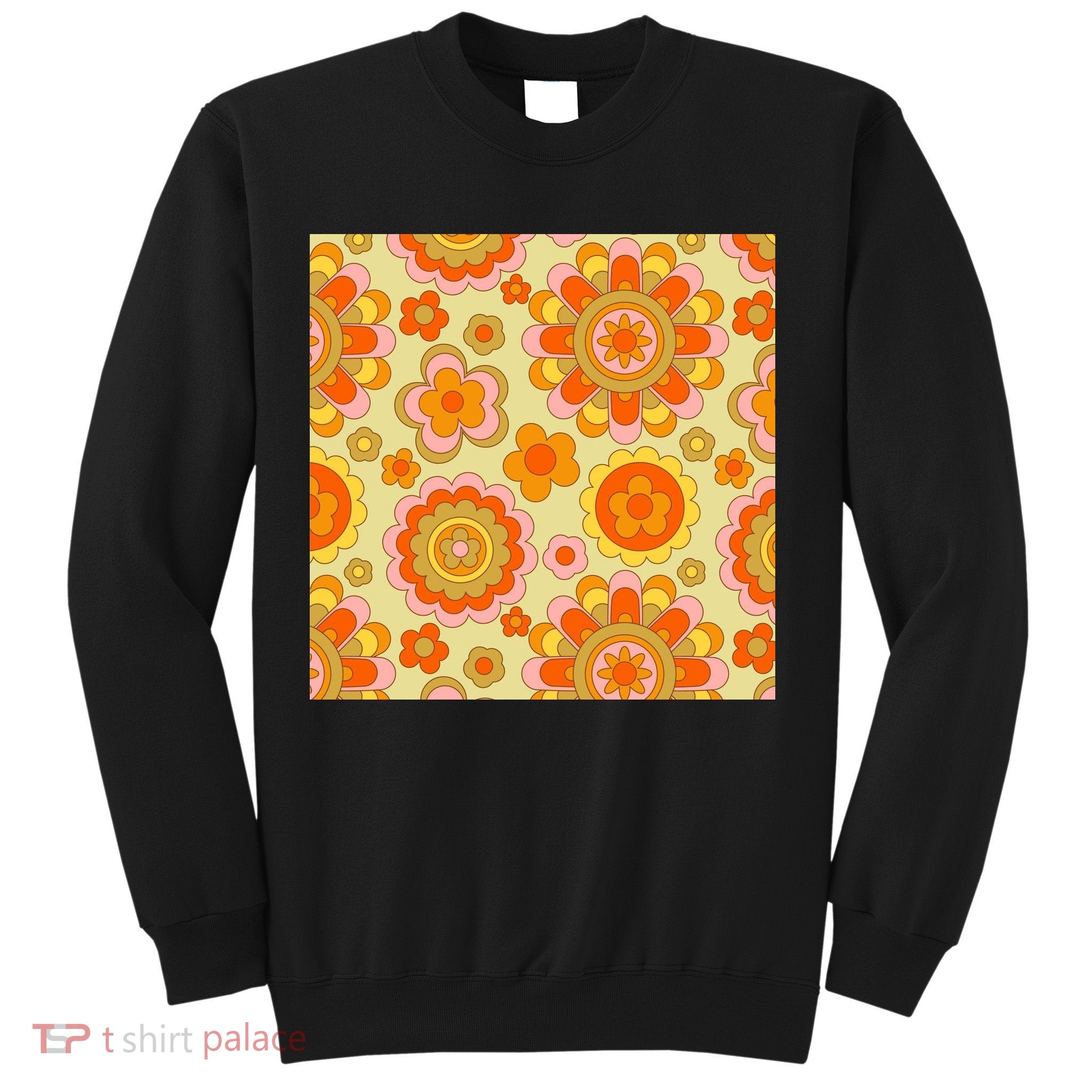 Retro Hippie Colorful Floral Pattern Sweatshirt