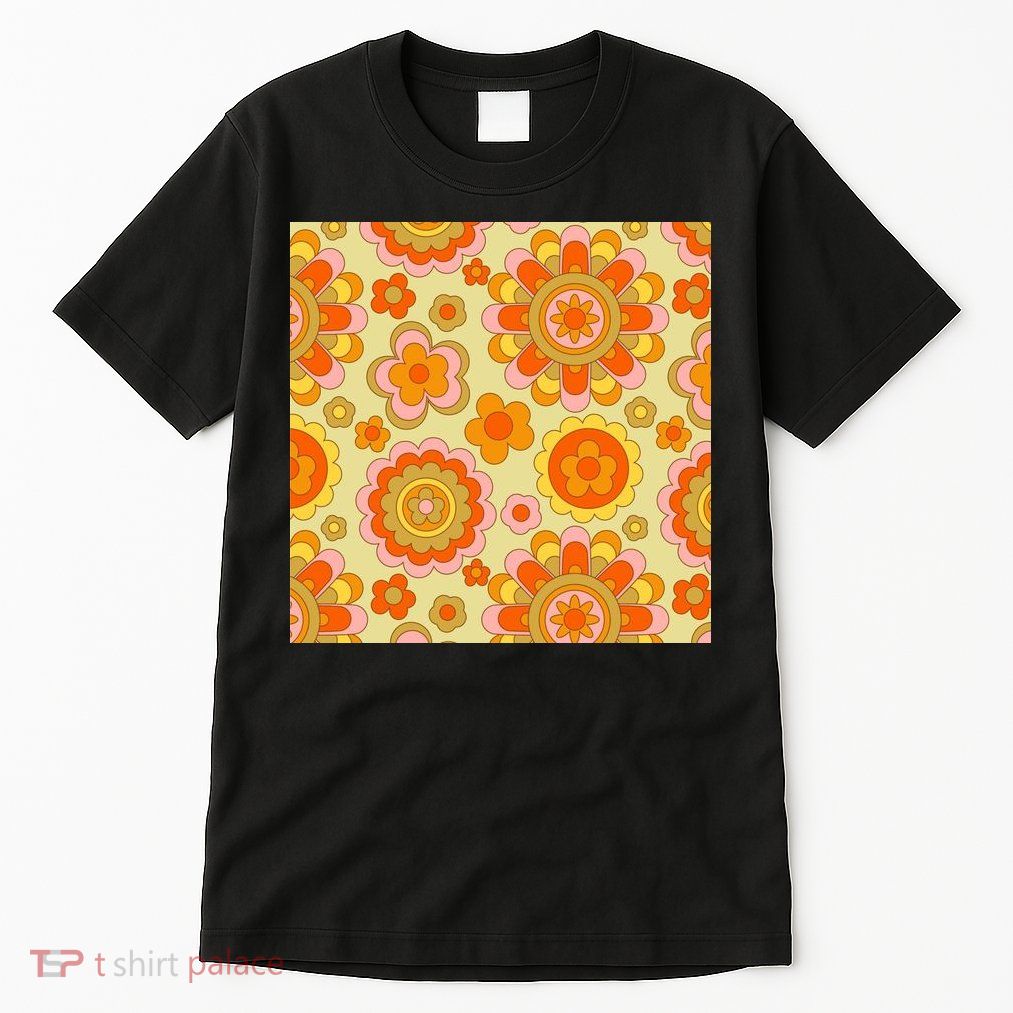 Retro Hippie Colorful Floral Pattern Tall T-Shirt