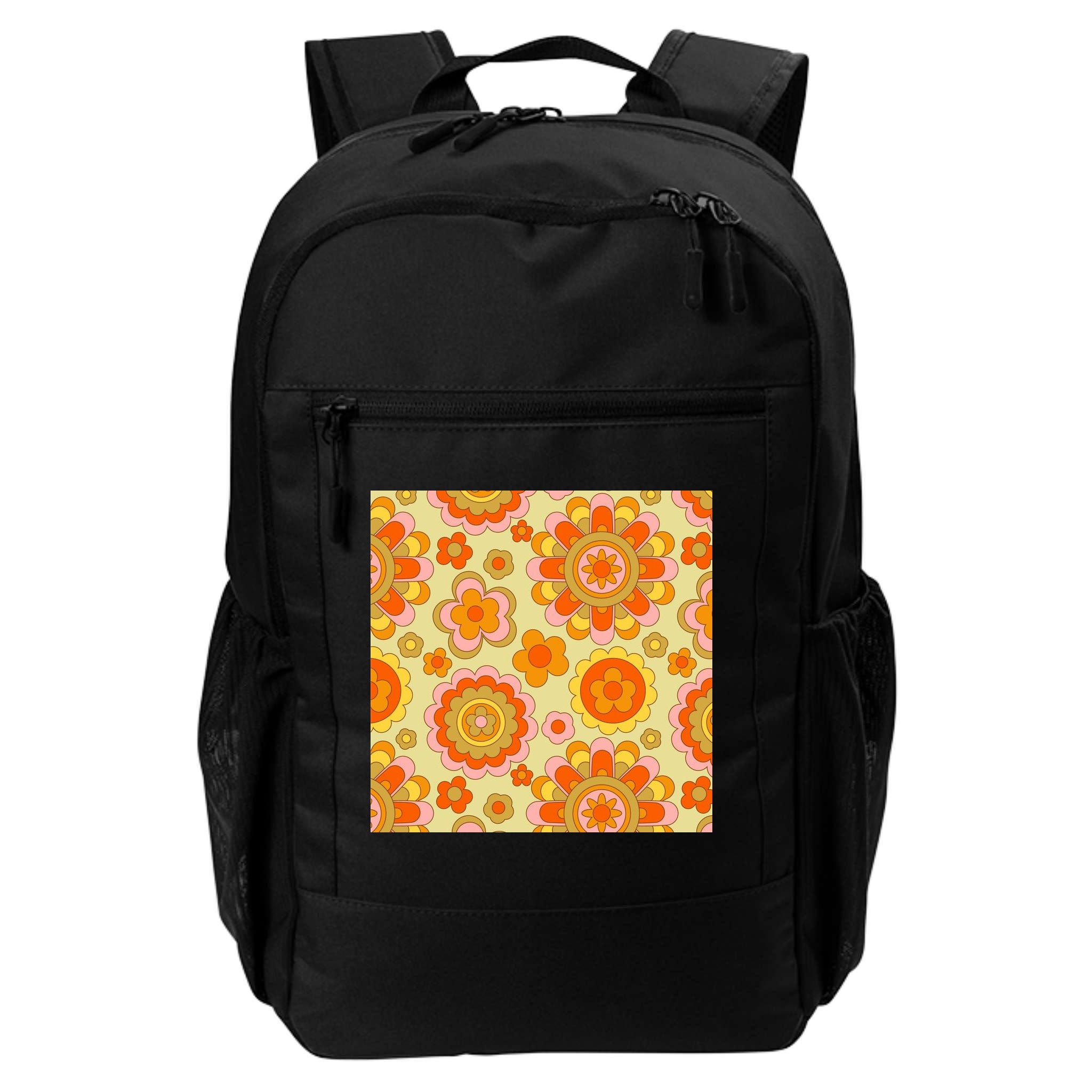 Retro Hippie Colorful Floral Pattern Backpack