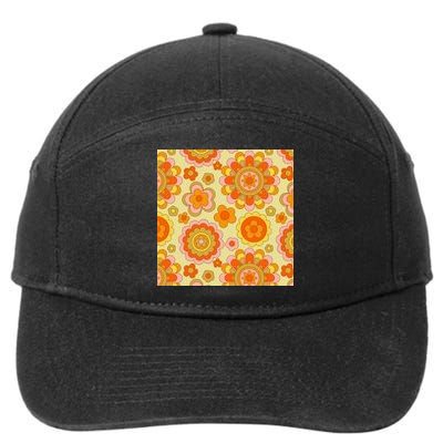 Retro Hippie Colorful Floral Pattern 7-Panel Snapback Hat