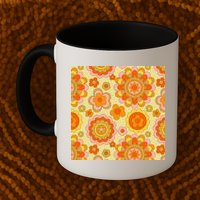 Retro Hippie Colorful Floral Pattern Mug