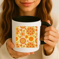 Retro Hippie Colorful Floral Pattern Mug