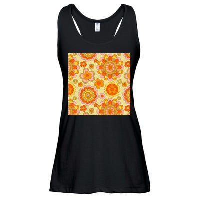 Retro Hippie Colorful Floral Pattern Ladies Essential Flowy Tank