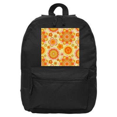 Retro Hippie Colorful Floral Pattern 16 in Basic Backpack