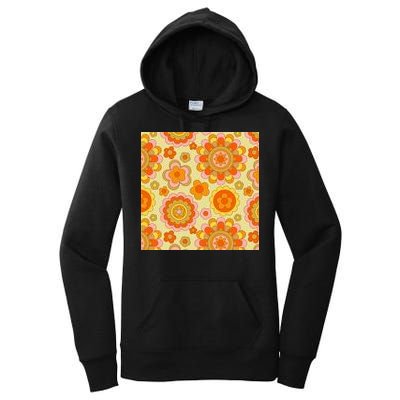 Retro Hippie Colorful Floral Pattern Women's Pullover Hoodie