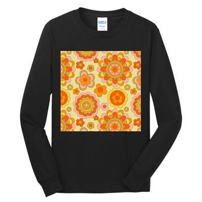 Retro Hippie Colorful Floral Pattern Tall Long Sleeve T-Shirt