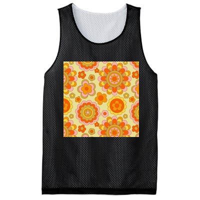 Retro Hippie Colorful Floral Pattern Mesh Reversible Basketball Jersey Tank