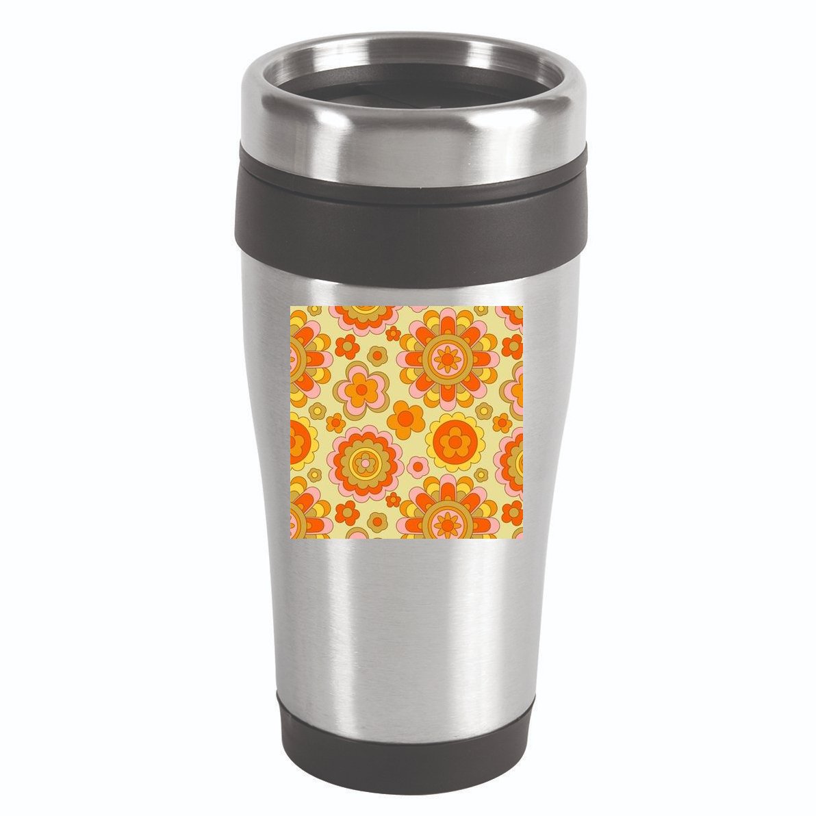 Retro Hippie Colorful Floral Pattern 16oz Travel Tumbler