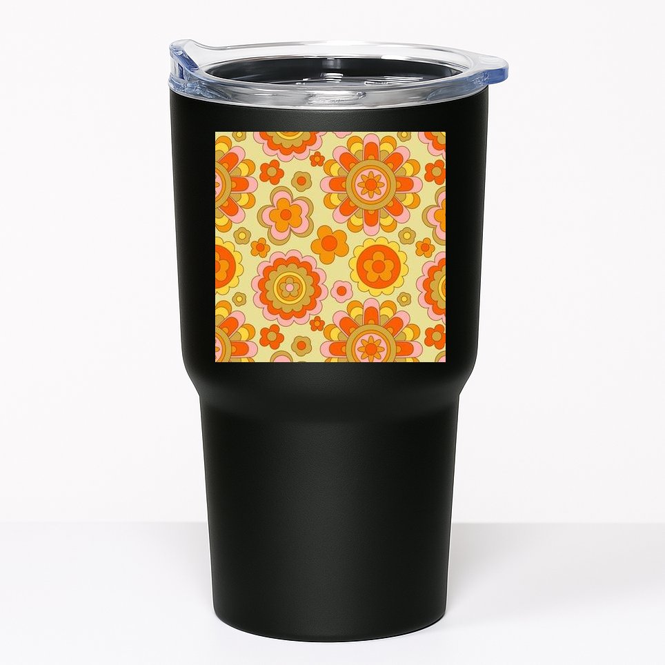 Retro Hippie Colorful Floral Pattern Tumbler