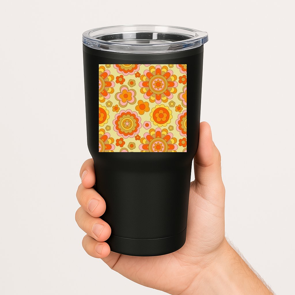 Retro Hippie Colorful Floral Pattern Tumbler