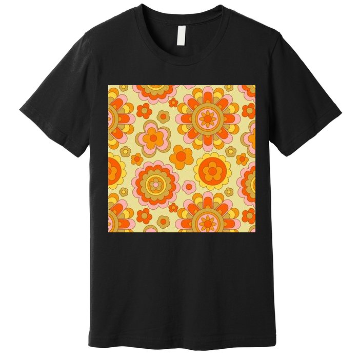 Retro Hippie Colorful Floral Pattern Premium T-Shirt