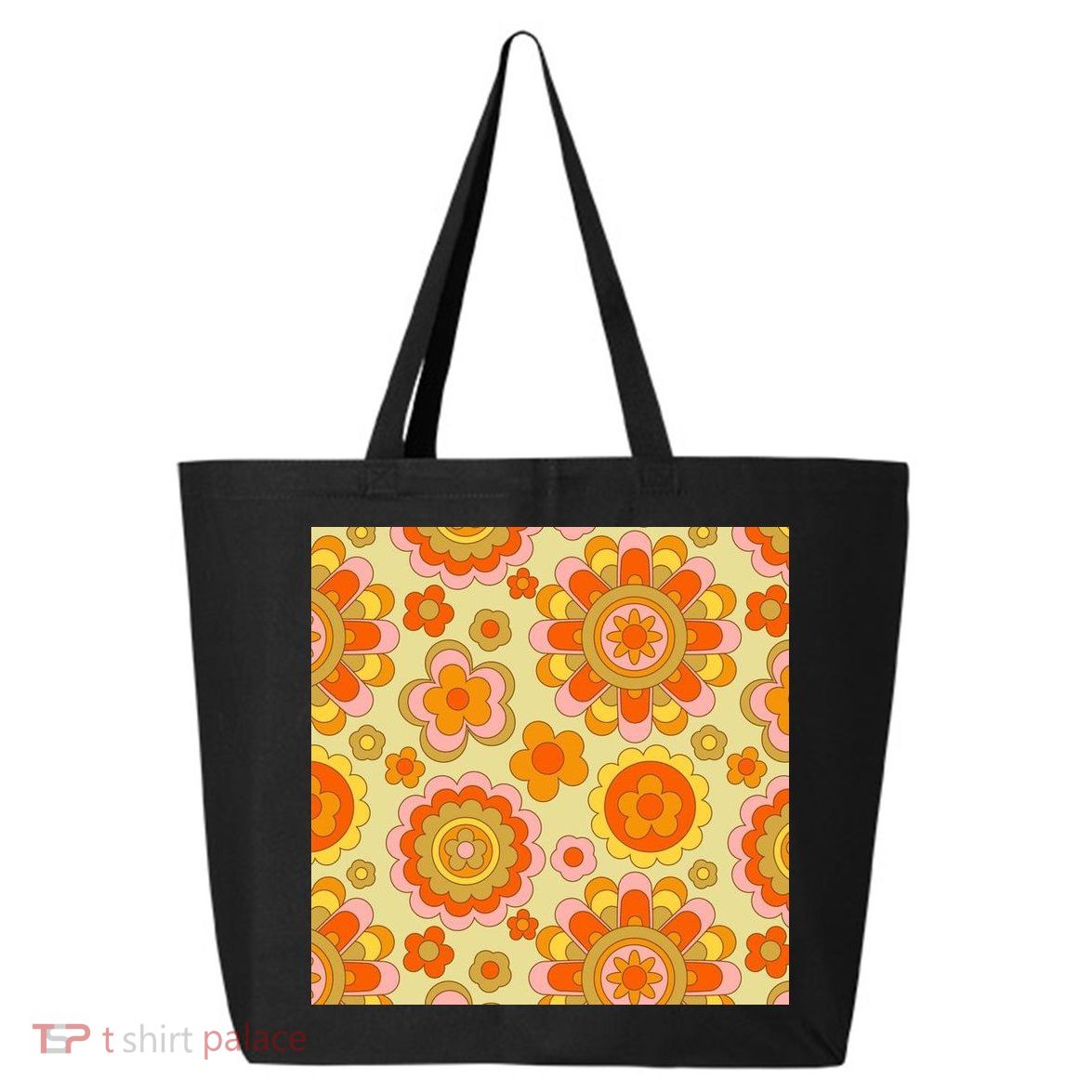 Retro Hippie Colorful Floral Pattern 25L Jumbo Tote