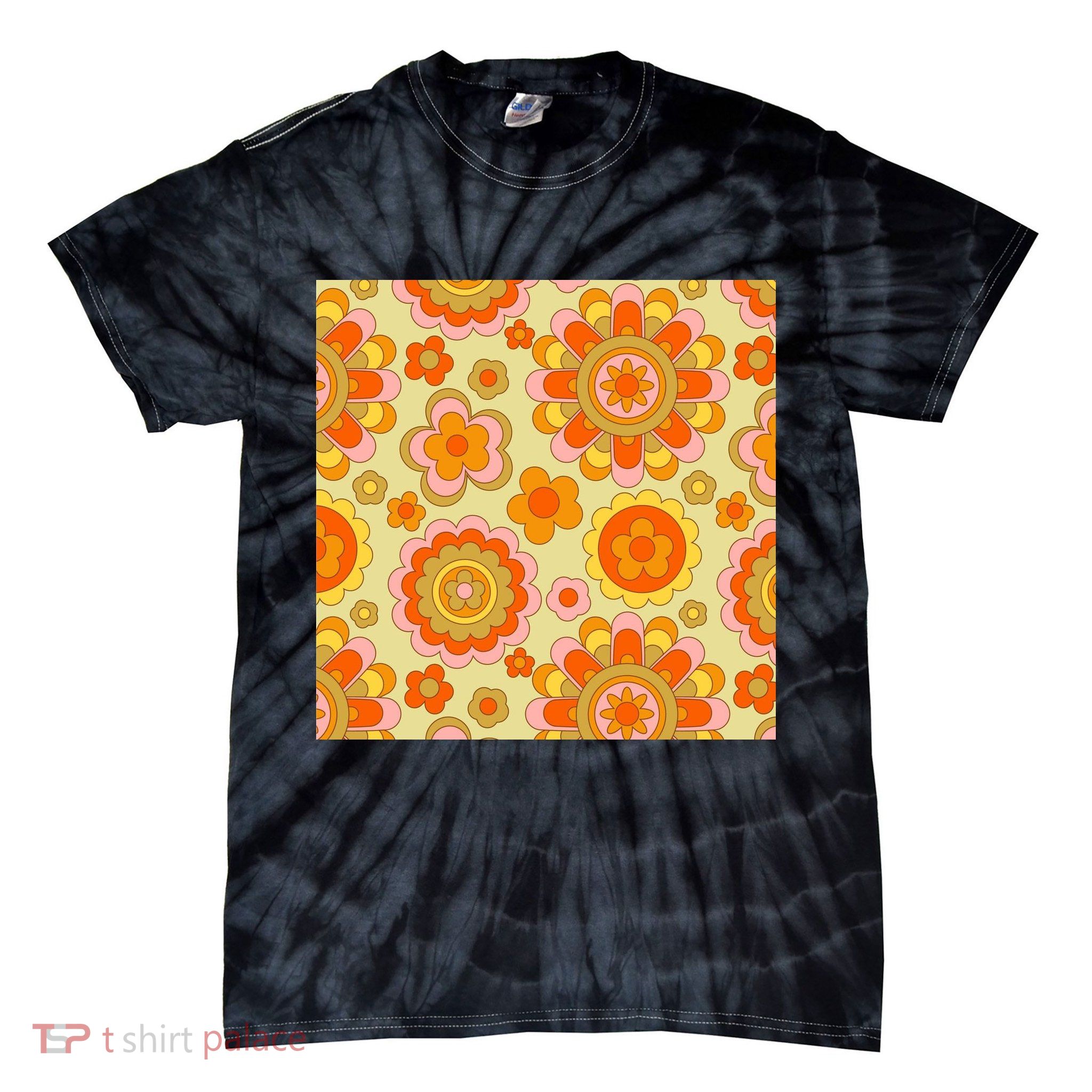 Retro Hippie Colorful Floral Pattern Tie-Dye T-Shirt