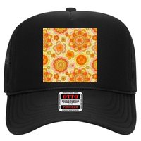 Retro Hippie Colorful Floral Pattern Hat