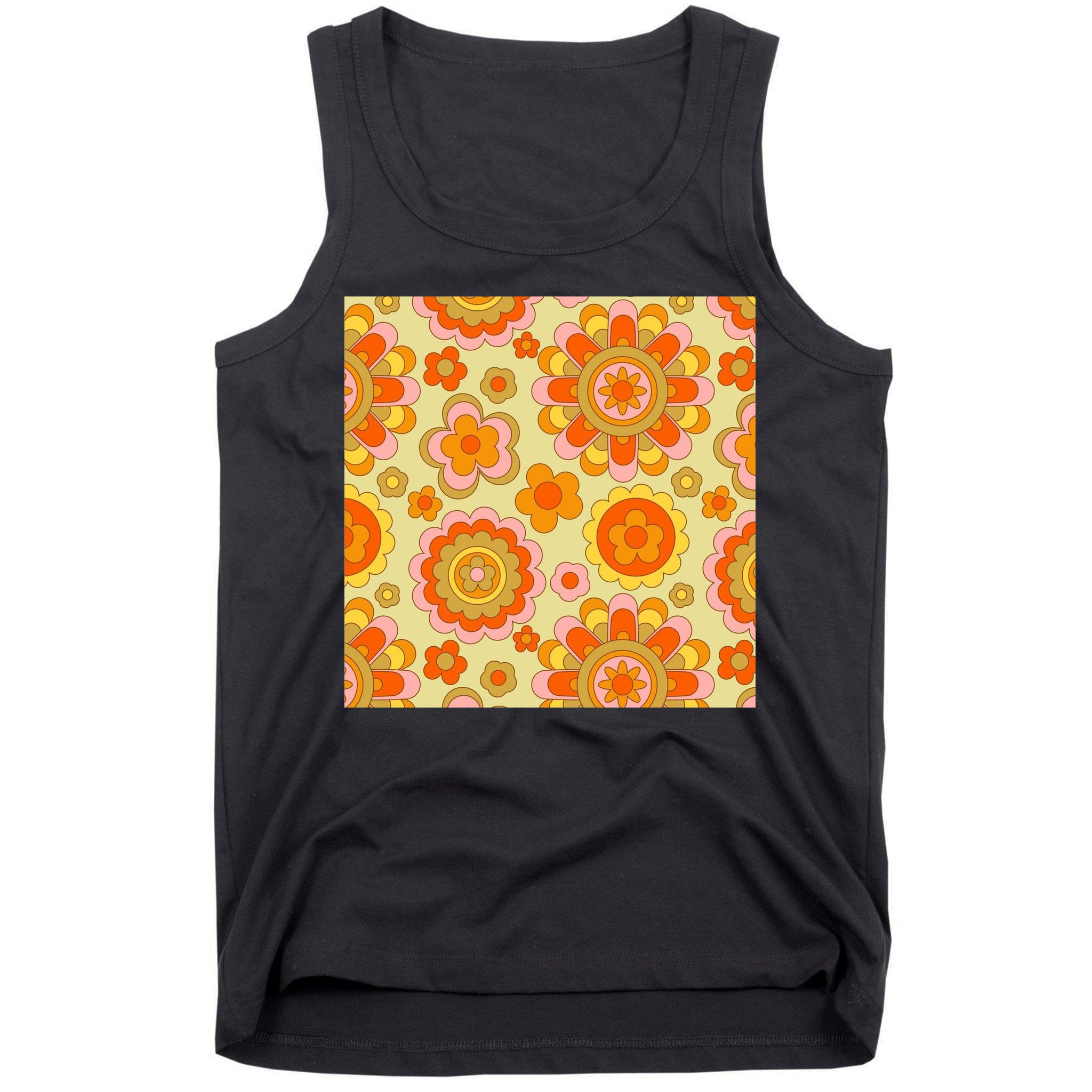 Retro Hippie Colorful Floral Pattern Tank Top