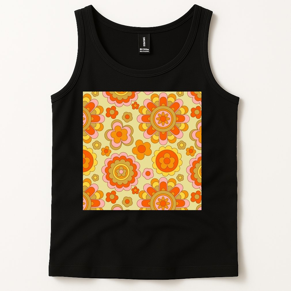 Retro Hippie Colorful Floral Pattern Tank Top