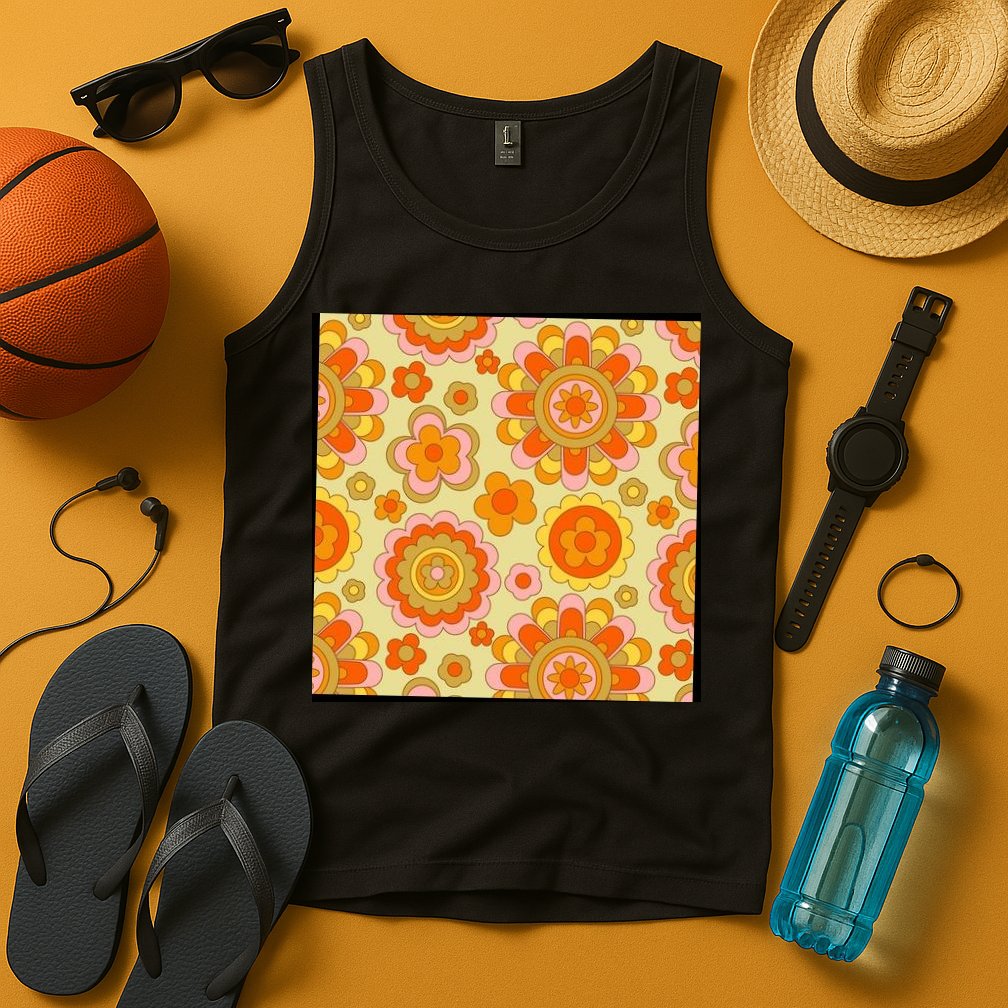 Retro Hippie Colorful Floral Pattern Tank Top