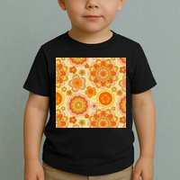 Retro Hippie Colorful Floral Pattern Toddler T-Shirt