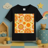 Retro Hippie Colorful Floral Pattern Toddler T-Shirt