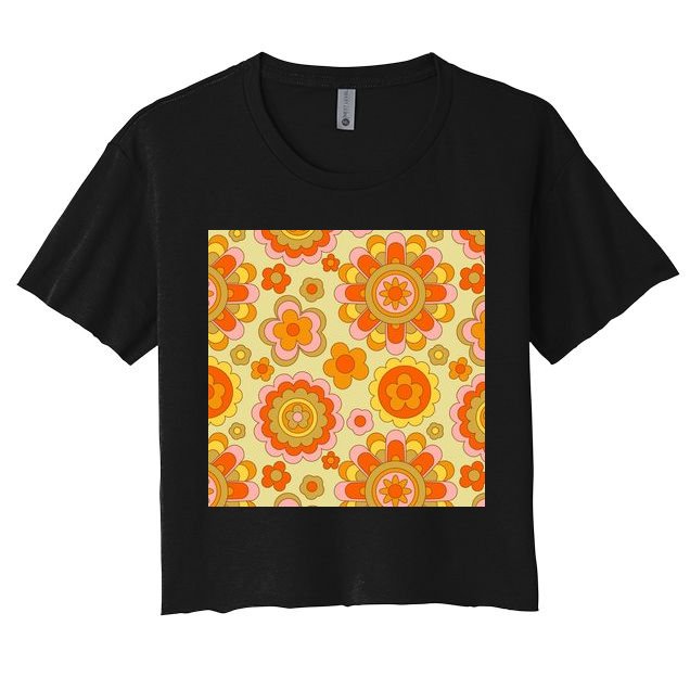 Retro Hippie Colorful Floral Pattern Crop Top