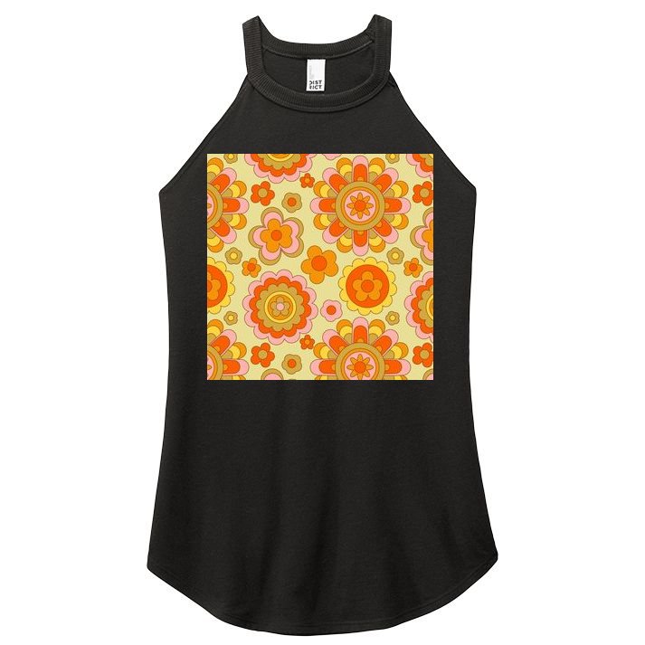 Retro Hippie Colorful Floral Pattern Women's Perfect Tri Rocker Tank
