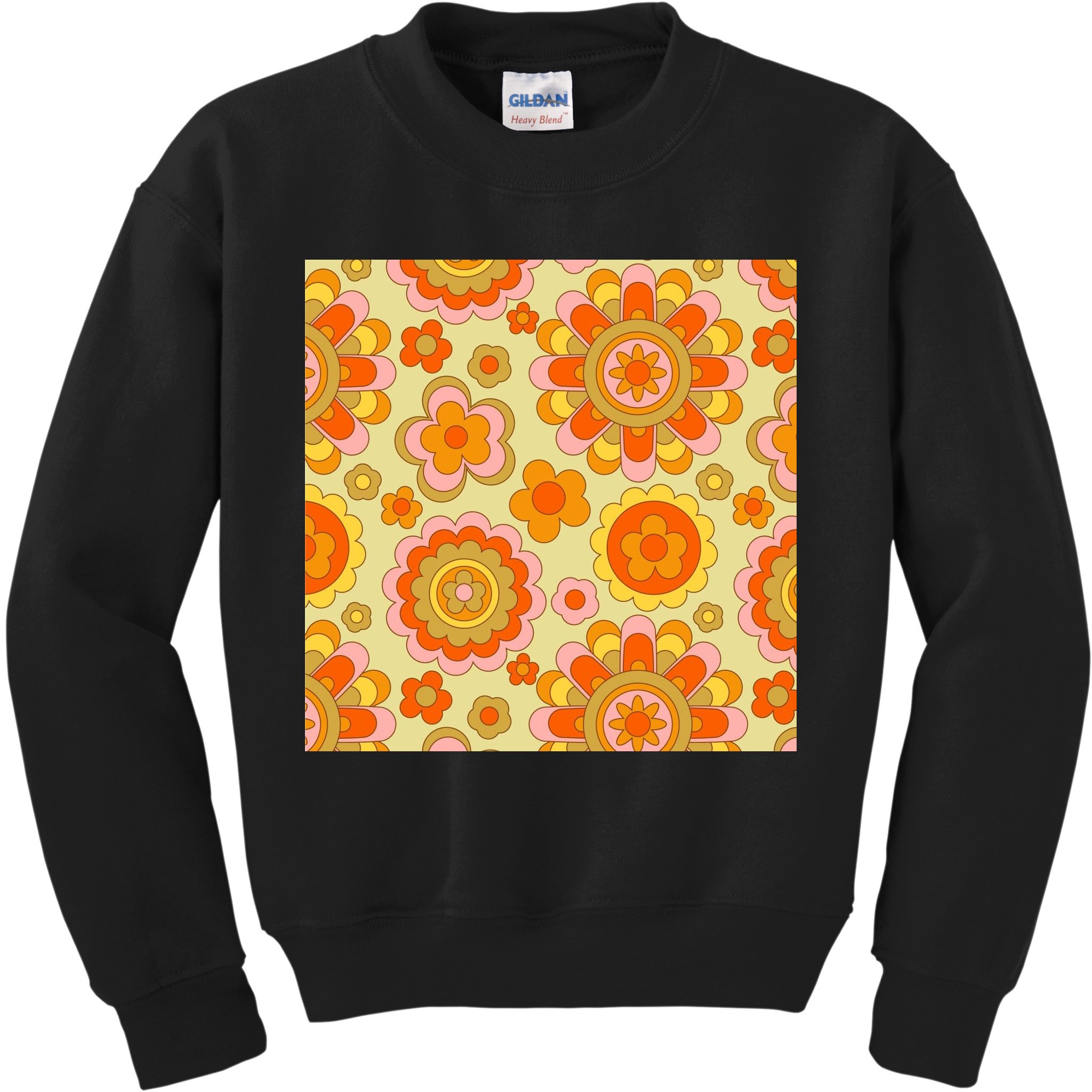 Retro Hippie Colorful Floral Pattern Kids Sweatshirt