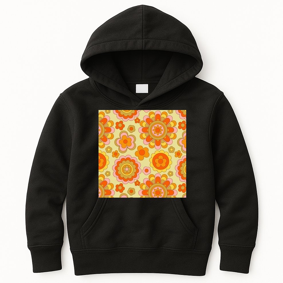 Retro Hippie Colorful Floral Pattern Kids Hoodie