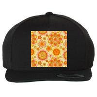 Retro Hippie Colorful Floral Pattern Wool Snapback Cap