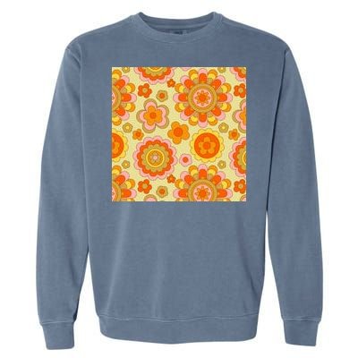 Retro Hippie Colorful Floral Pattern Garment-Dyed Sweatshirt