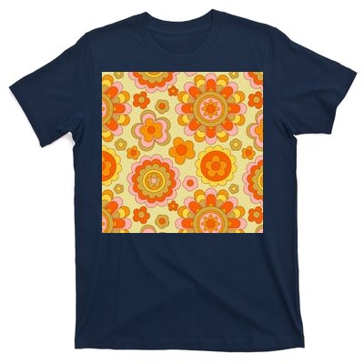 Retro Hippie Colorful Floral Pattern T-Shirt