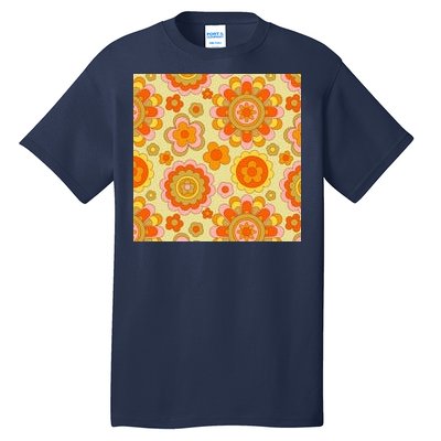 Retro Hippie Colorful Floral Pattern Tall T-Shirt