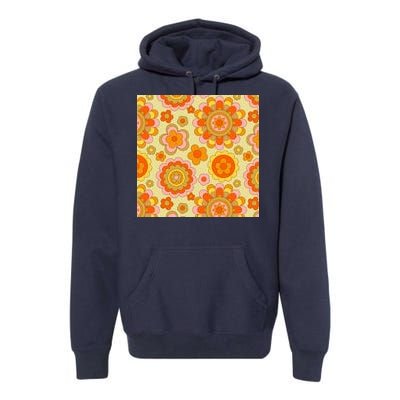 Retro Hippie Colorful Floral Pattern Premium Hoodie