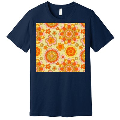 Retro Hippie Colorful Floral Pattern Premium T-Shirt