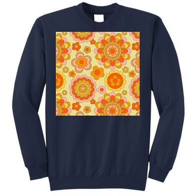 Retro Hippie Colorful Floral Pattern Tall Sweatshirt