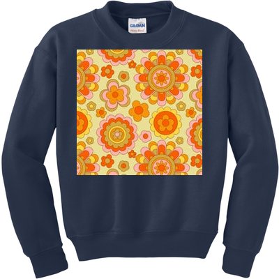 Retro Hippie Colorful Floral Pattern Kids Sweatshirt