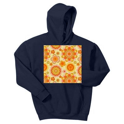 Retro Hippie Colorful Floral Pattern Kids Hoodie