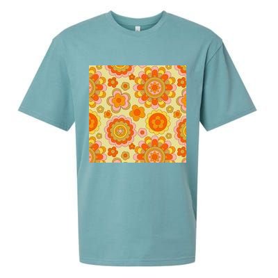 Retro Hippie Colorful Floral Pattern Sueded Cloud Jersey T-Shirt