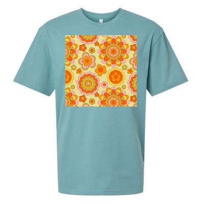 Retro Hippie Colorful Floral Pattern Sueded Cloud Jersey T-Shirt