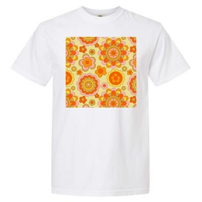 Retro Hippie Colorful Floral Pattern Garment-Dyed Heavyweight T-Shirt