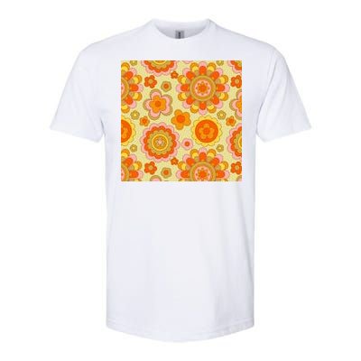 Retro Hippie Colorful Floral Pattern Softstyle® CVC T-Shirt