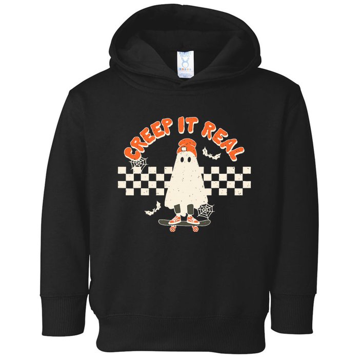 Retro Halloween Creep It Real Vintage Ghost Halloween Toddler Hoodie