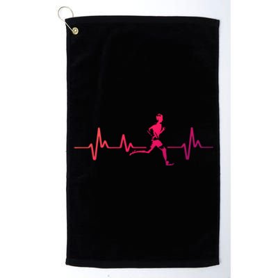 Running Heartbeat Cross Country Running Gift Gift Platinum Collection Golf Towel