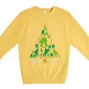 Retro Hockey Christmas Tree Xmas Hockey Player Lover Gift Premium Crewneck Sweatshirt