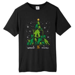 Retro Hockey Christmas Tree Xmas Hockey Player Lover Gift Tall Fusion ChromaSoft Performance T-Shirt