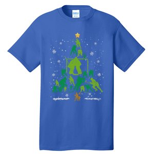 Retro Hockey Christmas Tree Xmas Hockey Player Lover Gift Tall T-Shirt