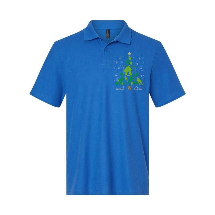 Retro Hockey Christmas Tree Xmas Hockey Player Lover Gift Softstyle Adult Sport Polo