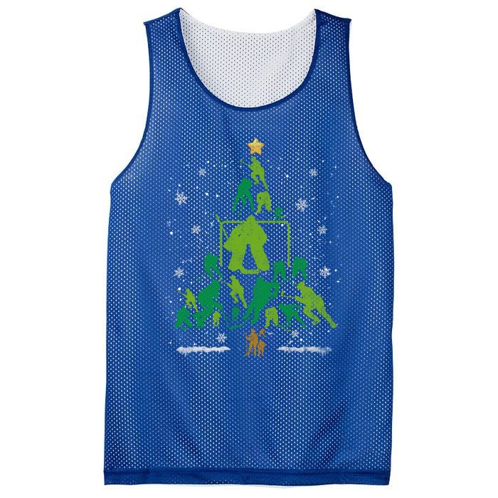 Retro Hockey Christmas Tree Xmas Hockey Player Lover Gift Mesh Reversible Basketball Jersey Tank