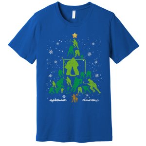 Retro Hockey Christmas Tree Xmas Hockey Player Lover Gift Premium T-Shirt