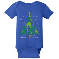 Retro Hockey Christmas Tree Xmas Hockey Player Lover Gift Baby Bodysuit